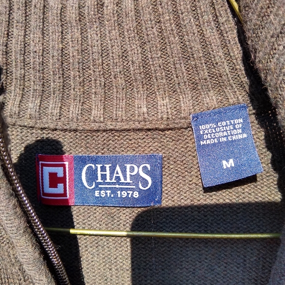 Chaps Olive Green 1/4 Zip Sweater - Picture 3 of 6